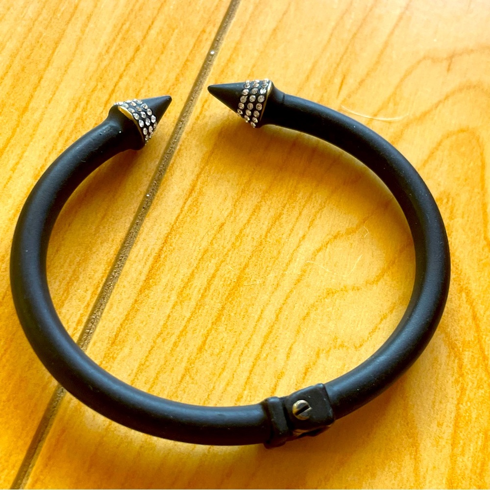Vita Fede Black Matte Mini Titan Bracelet Cuff with pave crystals